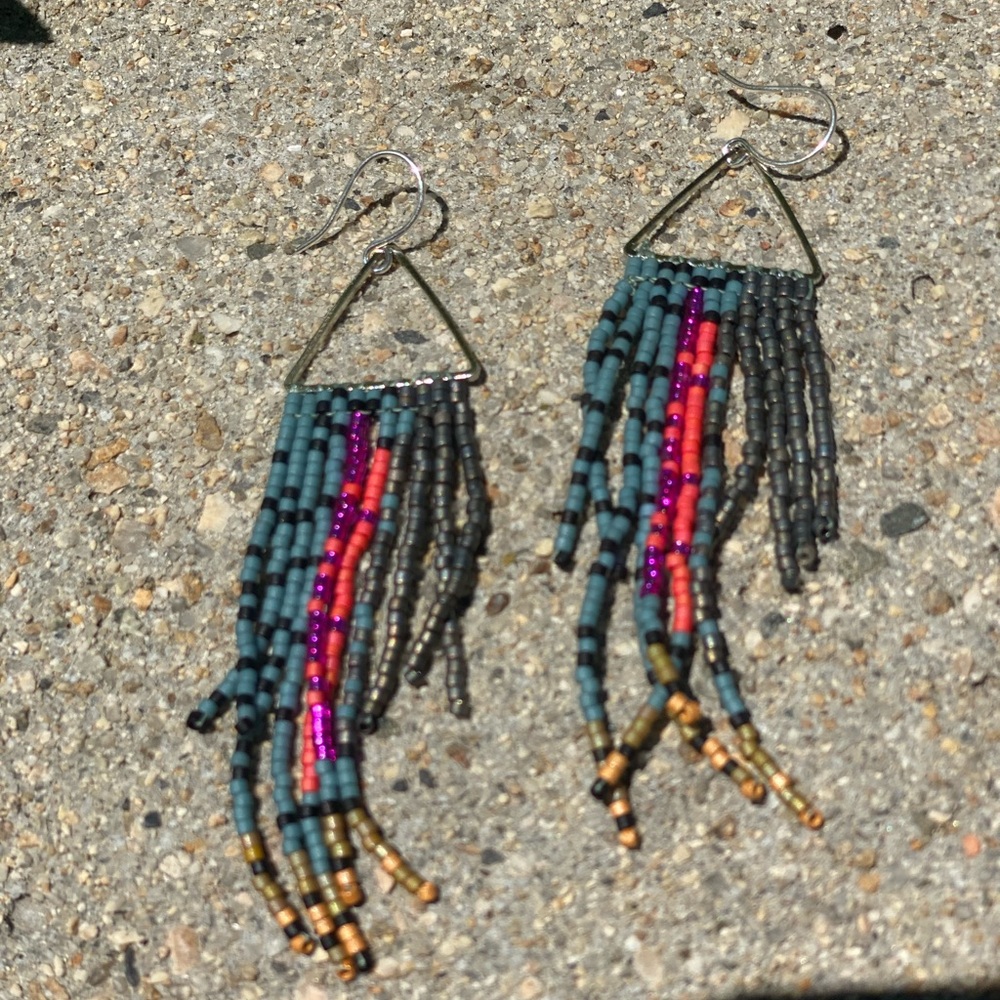 Beaded fringe earrings